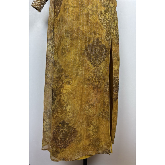 NEW Anthropologie Nirmooha One-Shoulder Shine Maxi Dress XXS Gold Beaded Boho - Picture 5 of 13